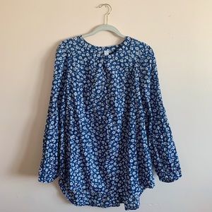 Old Navy Blue Floral Tunic Blouse (NWOT)
